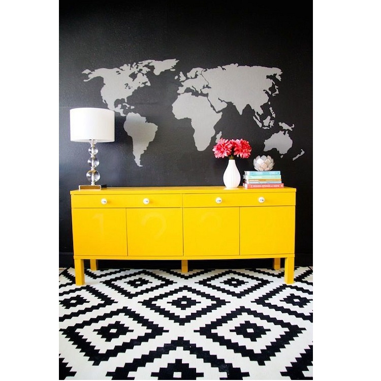 How To Decorate With Yellow Using Buffets And Cabinets (6)