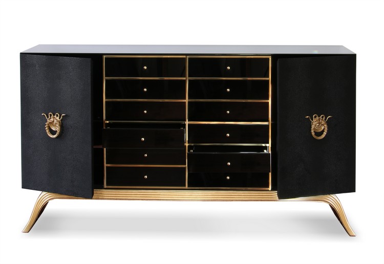 Luxury Gold and Black Buffets and Cabinets